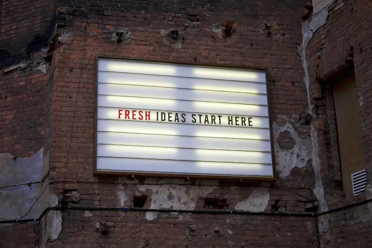The same real marquee reading Fresh Ideas Start Here after the demonstration edit
